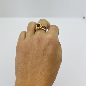 Bague Or avec Rubis 2.13ct , Diamants et Saphir