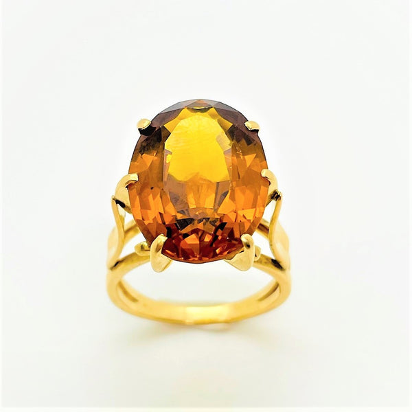 Bague Or Jaune avec Citrine Madère