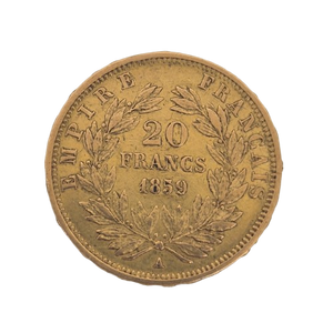 Pièce 20 Francs Napoléon III Or 1859