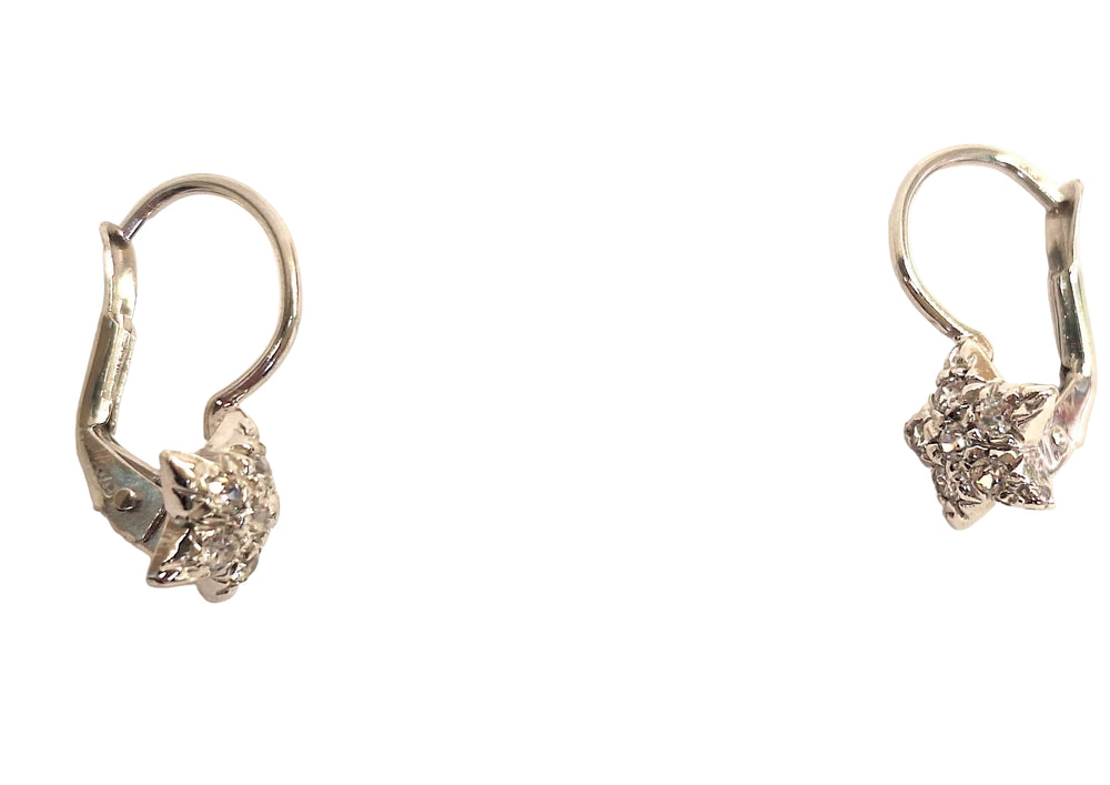 Boucles d'oreilles Dormeuses Étoiles en Or Blanc