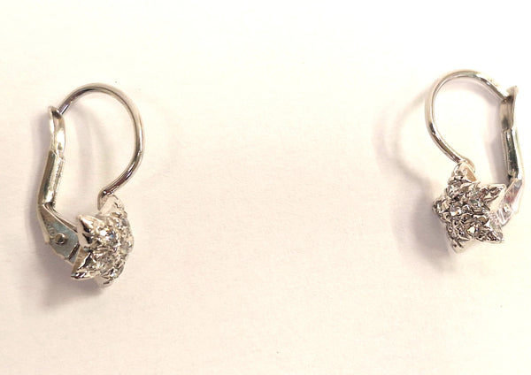Boucles d'oreilles Dormeuses Étoiles en Or Blanc