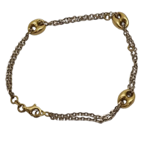 Bracelet Maillon Or Jaune et Or Gris 18K