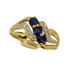 Bague en Or Jaune 18k avec 3 Saphirs