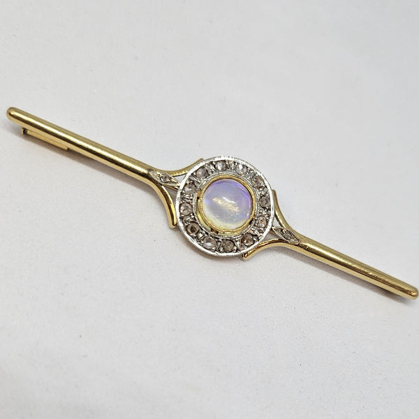 Pendentif Broche 2 ors avec Opale et Diamants Anciens