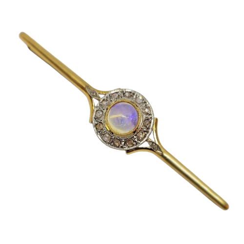Pendentif Broche 2 ors avec Opale et Diamants Anciens
