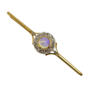 Pendentif Broche 2 ors avec Opale et Diamants Anciens