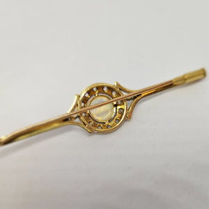 Pendentif Broche 2 ors avec Opale et Diamants Anciens
