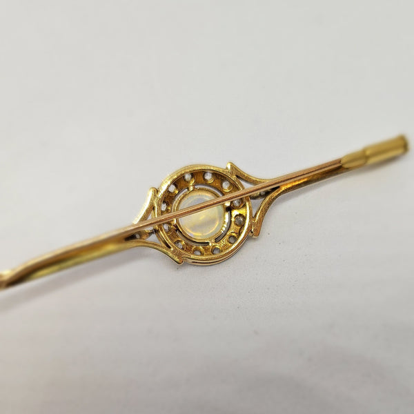 Pendentif Broche 2 ors avec Opale et Diamants Anciens