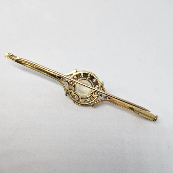Pendentif Broche 2 ors avec Opale et Diamants Anciens