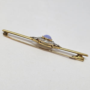 Pendentif Broche 2 ors avec Opale et Diamants Anciens