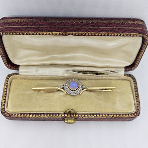 Pendentif Broche 2 ors avec Opale et Diamants Anciens