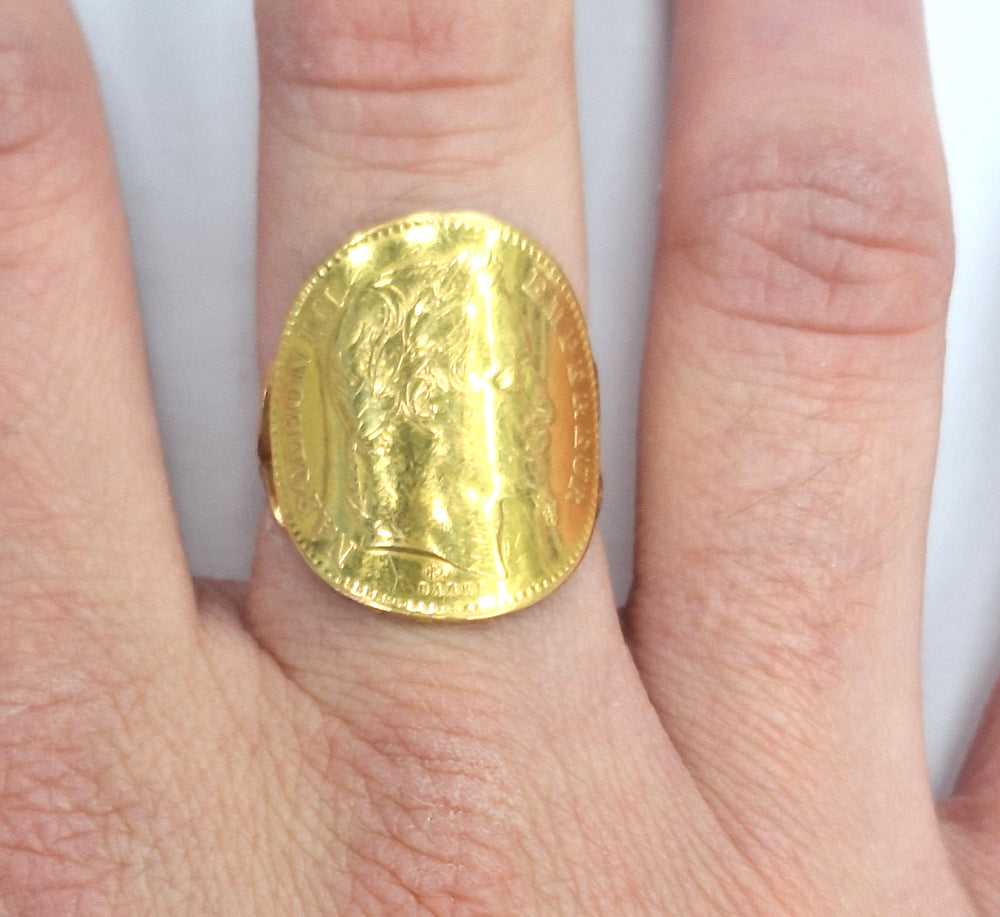 Bague Or avec Pièce 20 fcs Napoléon 1868