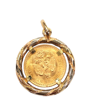 Pendentif Porte Pièce Or Dos y Medio Pesos 1945