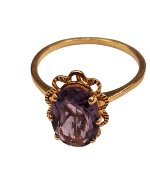 Bague en Or Jaune 18k avec Améthyste