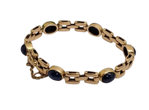 Bracelet Maillon Fantaisie en Or Jaune 18K avec Saphirs