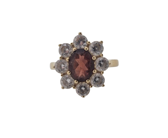 Bague Marguerite en Or Jaune 18K avec oxydes