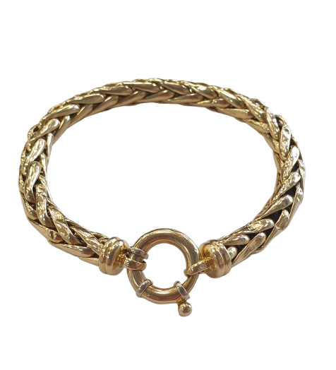Bracelet Maillon Palmier Or Jaune 18K Tête d'Aigle 19.5cm