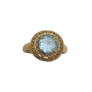 Bague en Or jaune 18K avec Aigue Marine