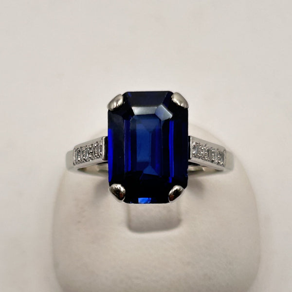 Bague Or et Platine avec Pierre Bleue