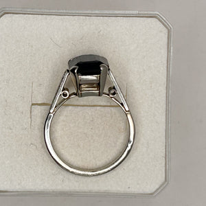 Bague Or et Platine avec Pierre Bleue