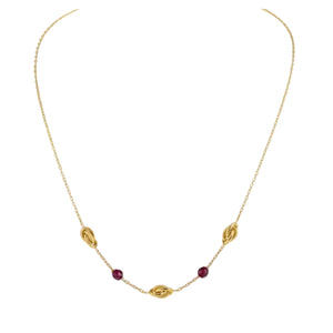 Collier Princesse en Or Jaune 18K avec Pierres Rouges