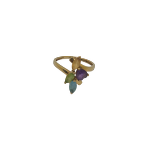 Bague avec Pierres Oxyde de Zircon en Or Jaune 18K - Taille 52
