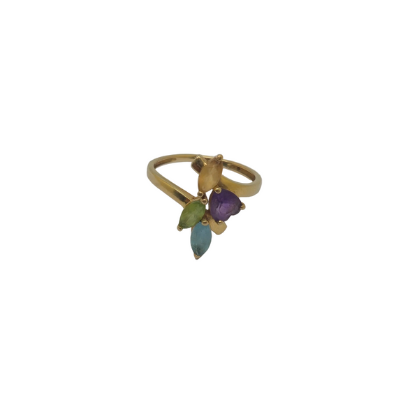 Bague avec Pierres Oxyde de Zircon en Or Jaune 18K - Taille 52