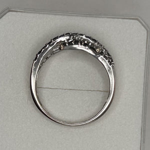 Bague 2 Ors avec Diamants Noirs et Blancs