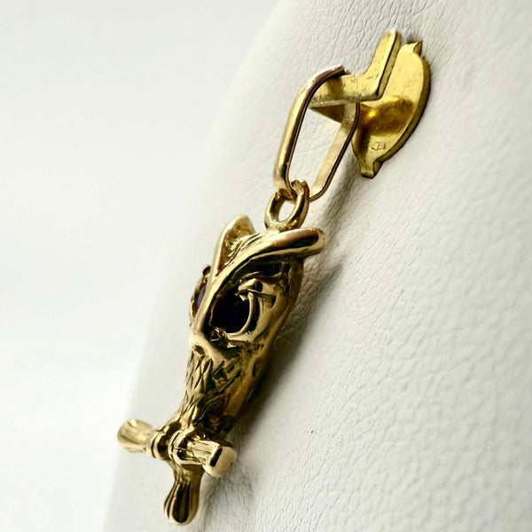 Pendentif Or Hibou avec Pierres Rouges