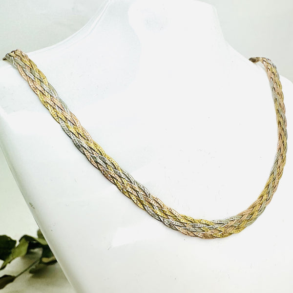 Collier 3 Ors Maille Tressée