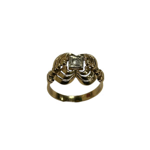 Bague 2 Ors avec Oxyde Solitaire
