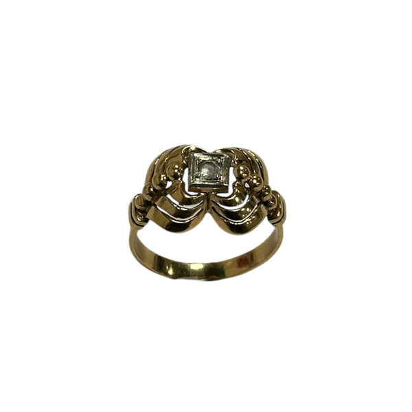 Bague 2 Ors avec Oxyde Solitaire