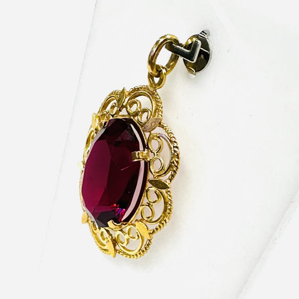 Pendentif Or avec Pierre Rouge