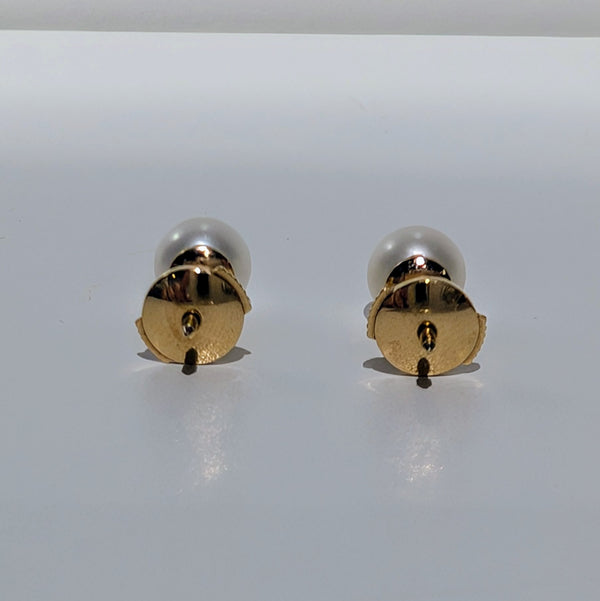 Boucles d'Oreille Or avec Perles Blanches