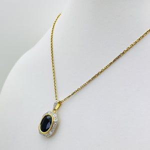 Pendentif 2 Ors avec Saphir et Diamants