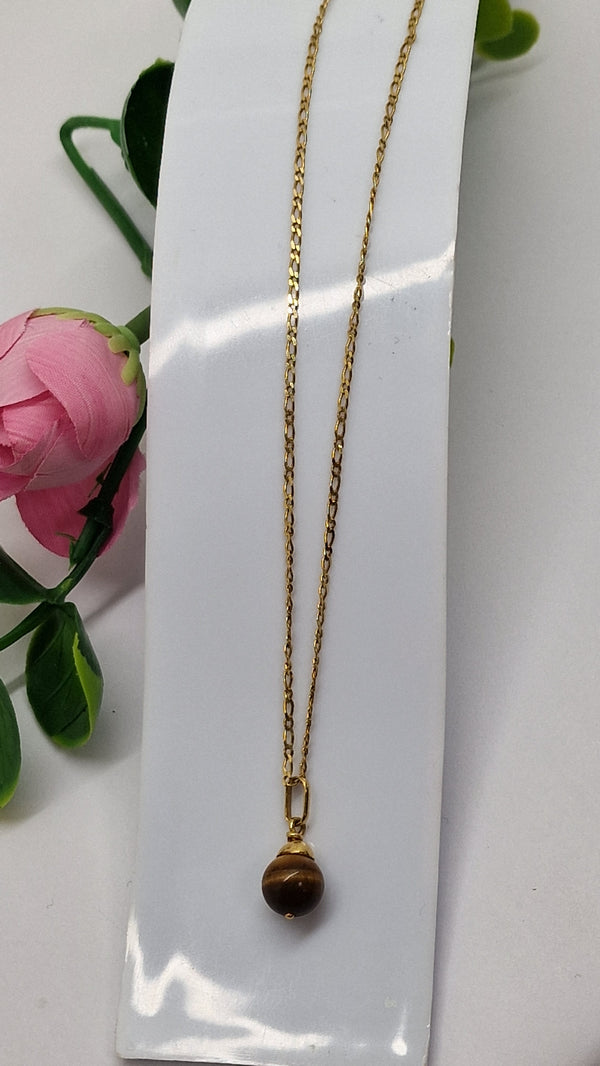 Collier Or Oeil de Tigre
