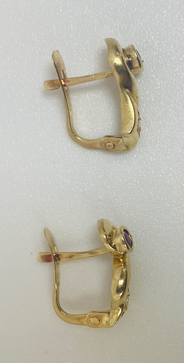 Boucles Dormeuses avec Diamant et Rubis