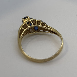 Bague 2 Ors avec Saphirs et Oxydes