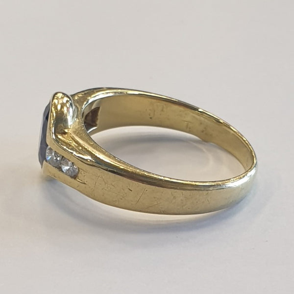 Bague Or avec Saphir et Diamants
