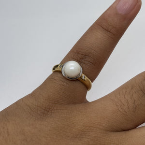 Bague Or avec Perle et Oxydes