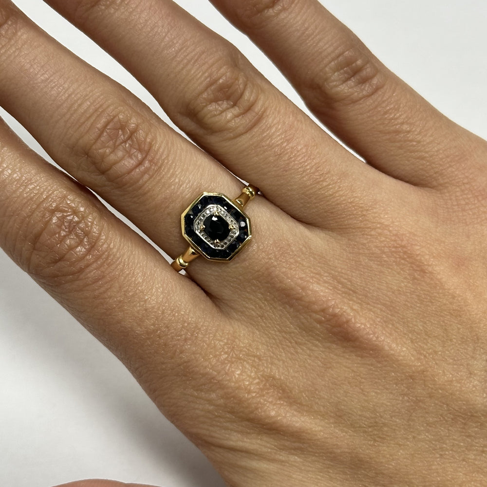 Bague 2 Ors avec Pierres Bleues