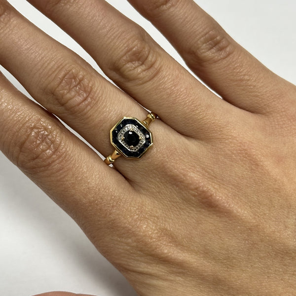 Bague 2 Ors avec Pierres Bleues