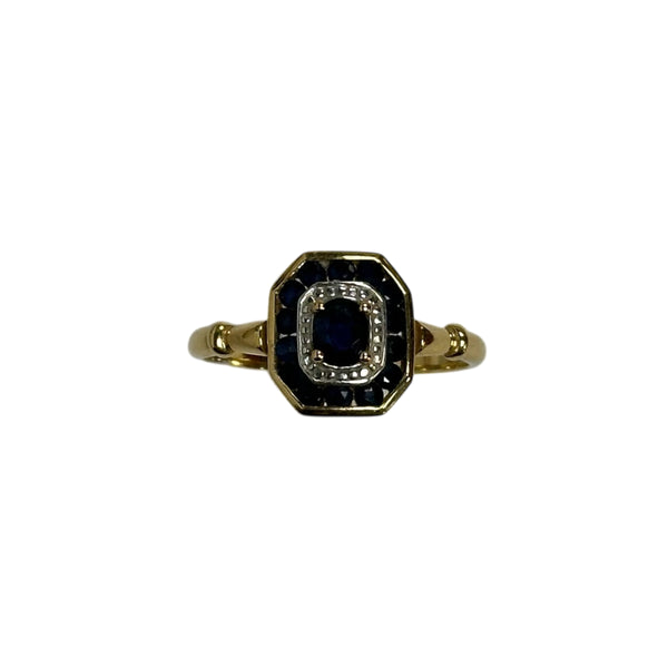 Bague 2 Ors avec Pierres Bleues