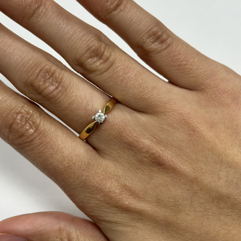 Bague 2 Ors avec Diamant Solitaire