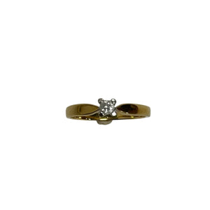 Bague 2 Ors avec Diamant Solitaire