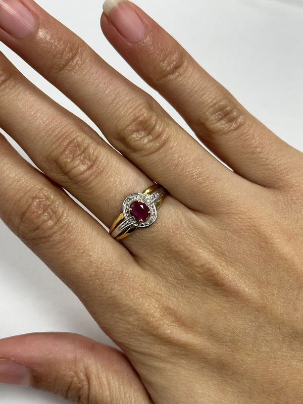 Bague 2 Ors avec Pierre Rouge