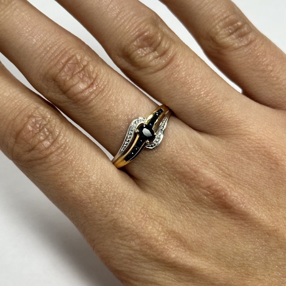 Bague Or avec Pierre Bleue et Diamants