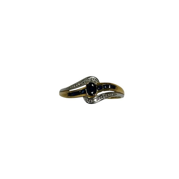 Bague Or avec Pierre Bleue et Diamants