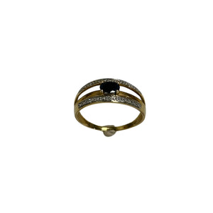 Bague 2 Or avec Pierre Bleue et Diamants