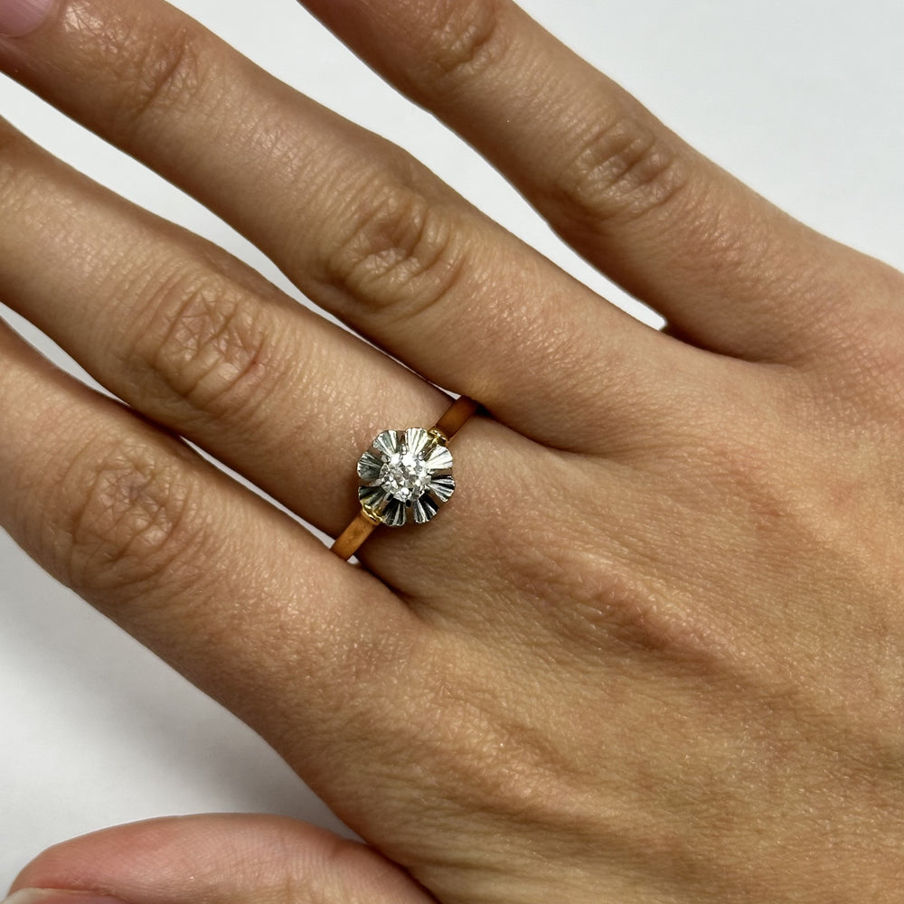Bague 2 Ors avec Diamant Solitaire 0.20ct